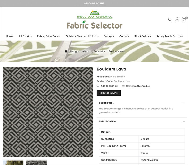 Order samples of outdoor cushion fabrics at our unique Outdoor Fabric Selector