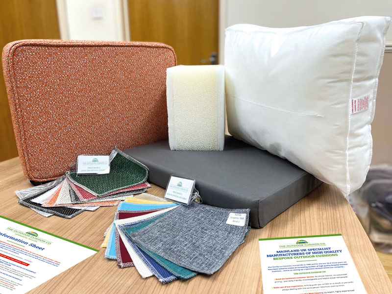 Our Outdoor Cushion Trade Presentation Pack contains various Outdoor Cushion and Outdoor Fabric samples.