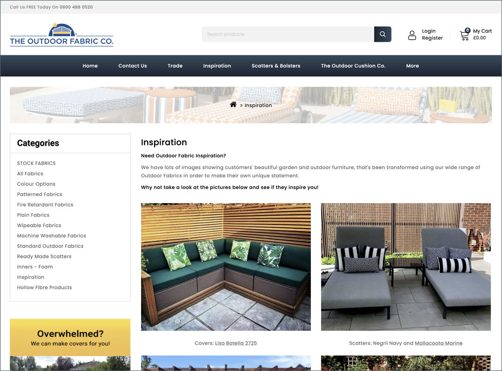 Need outdoor fabric ideas? Then check out our inspiration section.